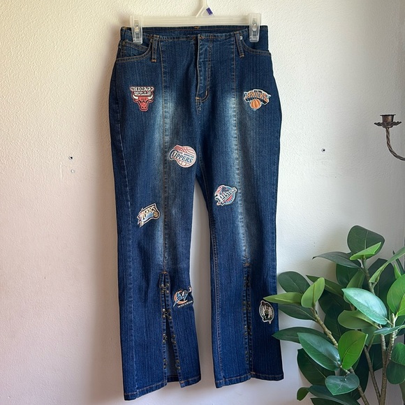 NBA Pants - NBA RARE patch embroidered denim crop jeans- 11
